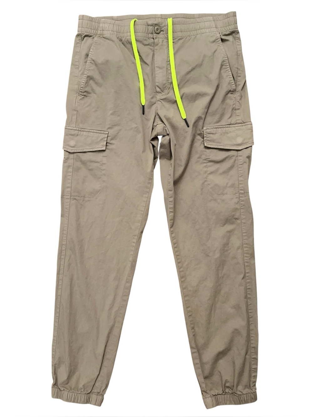 Psycho Bunny Maverick Cargo Jogger Pants Mens 31 Drawstring Tapered Leg Beige